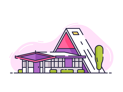 Architecture Shot 2 2d 2d animation a frame architecture building flat house icon illustration line motion graphic restaurant shop store ui ux vector