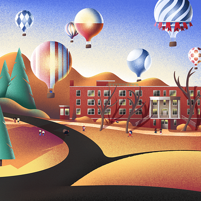 Monthly Illustration: November apple pencil architecture bluefield college grain texture homecoming hot air balloon hot air balloons illustration ipad pro magazine newspaper pine tree procreate rish hall seasonal