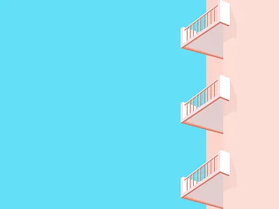 Flat Minimal Balcony architecture building building design flat illustraion shadow