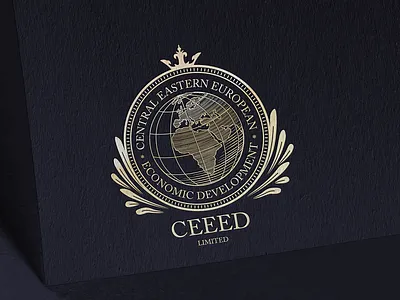 CEEED Logo africa corporate diplomatic eastern europe globe gold identity illustration logo stamp vector vintage woodcut
