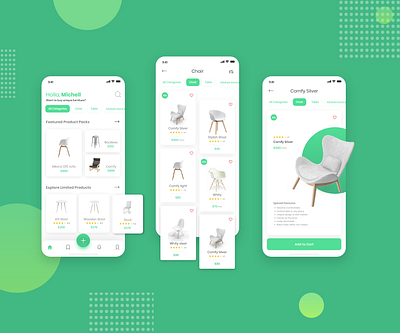 Furniture E-Commerce App app app design ecommerce ecommerce app furniture furniture app ios app design iphone app iphone x mobile app mobile app design mobile ui product design product page ui