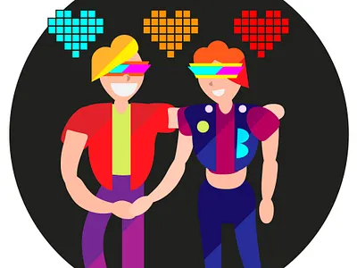 Love in 80s abstraction branding cartoon cyberpunk design flat illustration illustrator logo vector