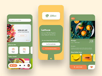 Lettuce app colors design food food app health interaction minimal organic food ui uidesign ux