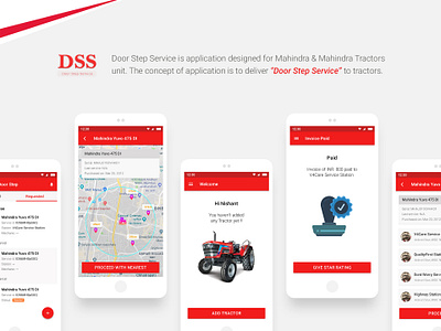 DSS Mahindra | UX & Product Design application design application ui automobile design thinking ionic framework mahindra service app tractors user experience user interface