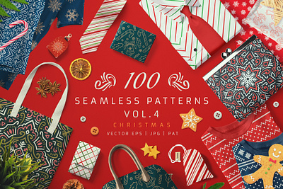 100 Seamless Patterns Vol.4 Christmas background bundle christmas design floral knit knitted knitting norvegian pattern scandinavian seamless pattern set surface design sweater vector wallpaper winter xmas