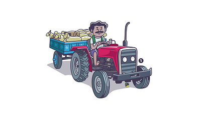 indian farmer- tractor expression farmer illustration india indian persona product satishgangaiah tractor ui uiux vector