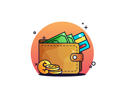 Wallet Illustration 💰💳 apps bussines bussiness card coin credit design finance financial gradient gradient color icon illustration money money bag ui wallet web