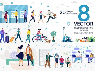 Business Meeting Vector Scenes brainstorming business conference corporate design flat group illustration laptop management meeting modern office people report success talking team vector work