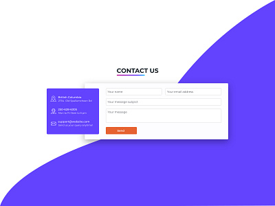 Contact us form page blue button contact contact form contact us orange purple web web design webdesign