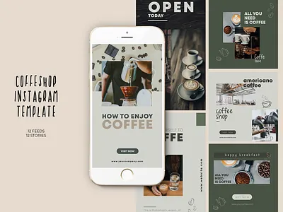 Coffeshop Instagram Templates banners barista bloggers cafe clean coffee coffee shop design templates facebook hang out instagram layout lifestyle modern people photoshop professional promotion shop