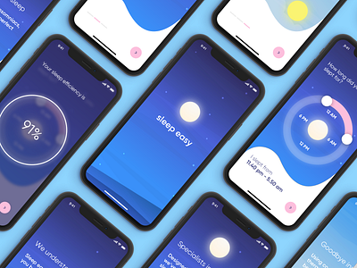 Sleep Easy - Sleep Tracking App Concept app concept design health health app health tracker insomnia interaction design medical app mobile product design sleep sleep disorder therapy tracker ui ui design ux ux design visual design