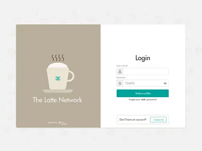 #dailyUI #001 Login page, Admin platform. The Latte Network coffee coffee cup dashboard ui form illustration latte latte art login login design login form login page logo network pattern pattern design saas design ui ui design uidesign visual design