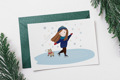 Skating activity art card cartoon celebration character design clipart cute denmark design girl illustration outdoor print recreation skating sport ui vector web