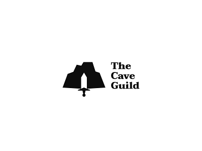 The Cave Guild negative space logo brand identity branding cave cave logo clever creative design guild identity logo logo design mark mountain mountain logo negative space negative space logo sword sword logo symbol vector