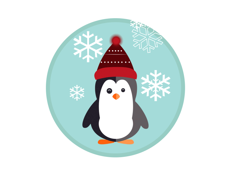 Penguin - Dribble Weekly Warmup. adobeaftereffects adobeillustator animation christmas cold cute cute animal design dribbleweeklywarmup gif happy pengiun hat icon illustration penguin red snow snowflake vector white