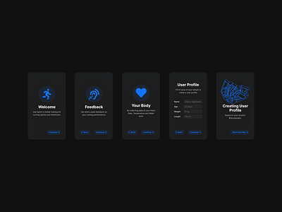 Onboarding Mobile Running App Dark Mode application design minimal product design ui user interface ux ux design uxdesign web