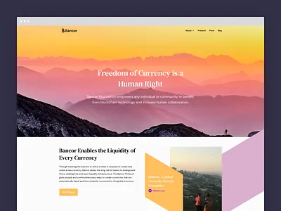 Bancor Foundation bancor blockchain branding colorful community currencies design foundation freedom landscape product design ui ux vibrant web design website