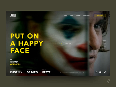 Joker The Movie Preview Redesign animation app concept design figma joker phoenix product purrweb ui ux