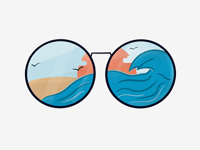 View through my glasses beach illustration procreate sea summer sunset