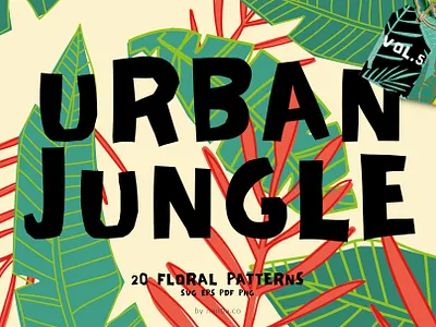 Seamless Patterns Urban Jungle Vol 5 background design banana leaf illustration floral patterns illustration seamless patterns urban jungle