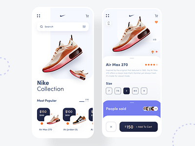 E-commerce Nike Collection App 2019 trend app app design app ui dribbble e commerce ecommerce app interaction design ios app design minimal nike popular product design prototype shoes trendy ui user experience user interface design ux
