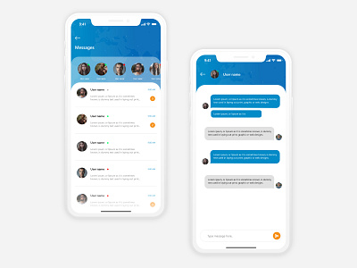 Mobile Chat screens app design ui