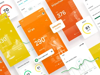 Air Quality Monitoring APP air quality colorful data illustration orange red ui yellow