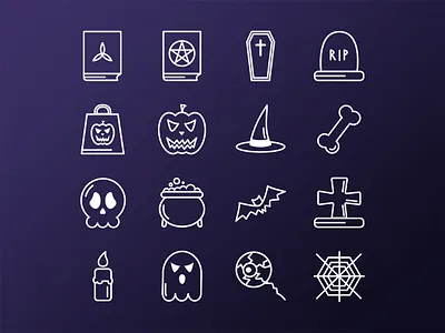 Dribbble halloween icon book candle cemetery design graphic grave halloween hat icon illustration night pumpkin scary skull skull and crossbones vector