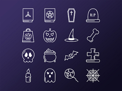 Dribbble halloween icon book candle cemetery design graphic grave halloween hat icon illustration night pumpkin scary skull skull and crossbones vector