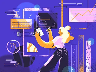 App Success 2d app article blog character charts design fireart girl illustration news photoshop ui ux