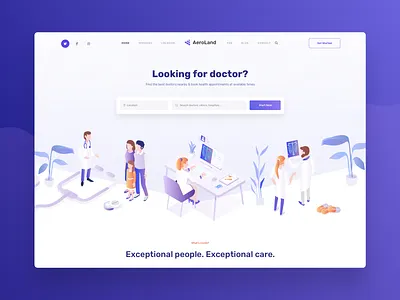AeroLand | Clinic Homepage Web Design clinic creative design digital homepage illustration landingpage medical minimal modern multipurpose psd software technology ui ux webdesign website wordpress