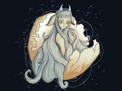 Birth of a Faun art artist artwork egg faun horn illustration monster procreate