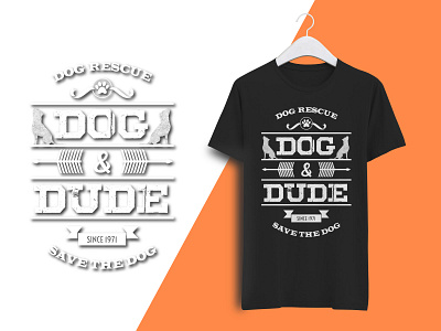 Dog Rescue T-shirt dog dog illustration dog logo doggy mockup orange rescue tshirtdesign tshirts vintage vintage design