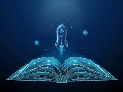 Open book. abstraction art book designs digital education future futuristic graphic illustration low poly lowpolyart neon planet polygon rocket science space vector wireframe