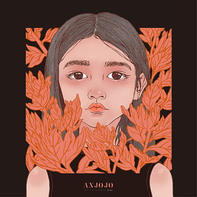 Anjojo in the autumn flat illustration vector