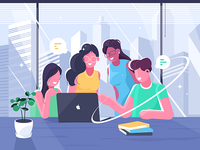 Office Illustration 3 character design color girl gradient color homepage illustration man ui vector website