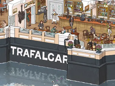 Trafalgar Tavern Greenwich cutaway greenwich illustration london maxdwork trafalgar