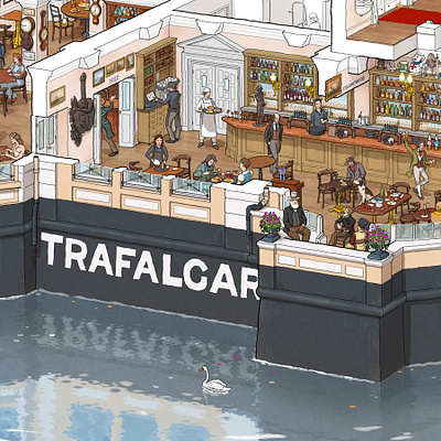 Trafalgar Tavern Greenwich cutaway greenwich illustration london maxdwork trafalgar