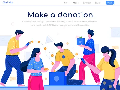 donation character design colors concept design digital donation flat vector illustration landingpage ui vector
