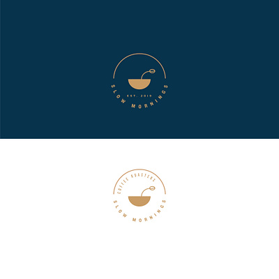 Slow morning coffee roasters logo concept coffee bean logo concept minimal roasters