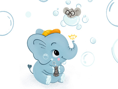 Be friendly bubble elephant illustrator kid mice