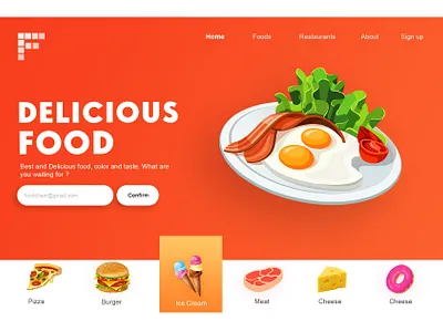 Foodies - Landing Head Design creative design header illustration landingpage uidesign web design
