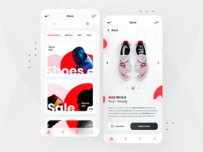 Nike Store Red! app application clean design interface landing minimal nike nike app red redesign shop ui ux web webdesign