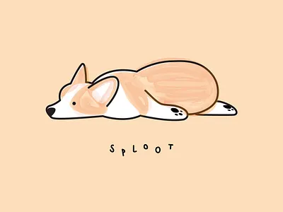 Corgi Sploot corgi dog dog icon dog illustration doggo doggy dogs pup pupper puppy sploot watercolor