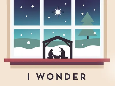 christmas concept christmas manger nativity snow star trees window wonder