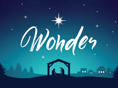 Christmas Wonder bethlehem christmas concept manger nativity pines sky star trees wonder