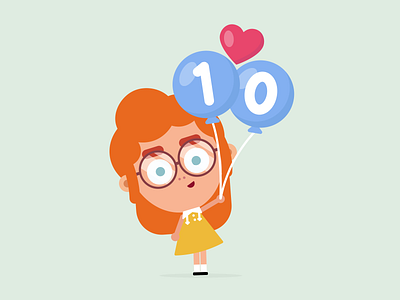 10 10 2d balloon balloons character character design design glasses illustration redhead vector vector illustration