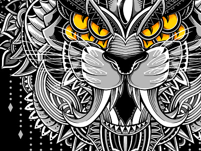 Tiger Mandala alien beast black and white cat drawing lion mandala monster orante ornamental pattern photoshop print design sacred geometry tattoo tshirt design