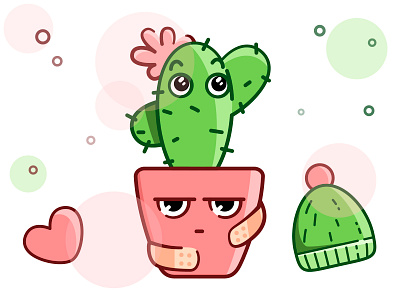 Kawaii cactus in a pot cactus cute flat illustration kawaii kit pink pot potted vector
