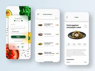 HealthyFood App adobe photoshop adobe xd app clean color concept design food app minimalism mobile app mobile ui ui ux